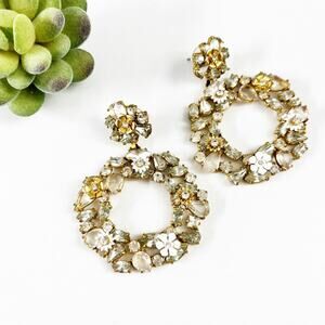 J. Crew Clear Floral Hoop Statement Earrings